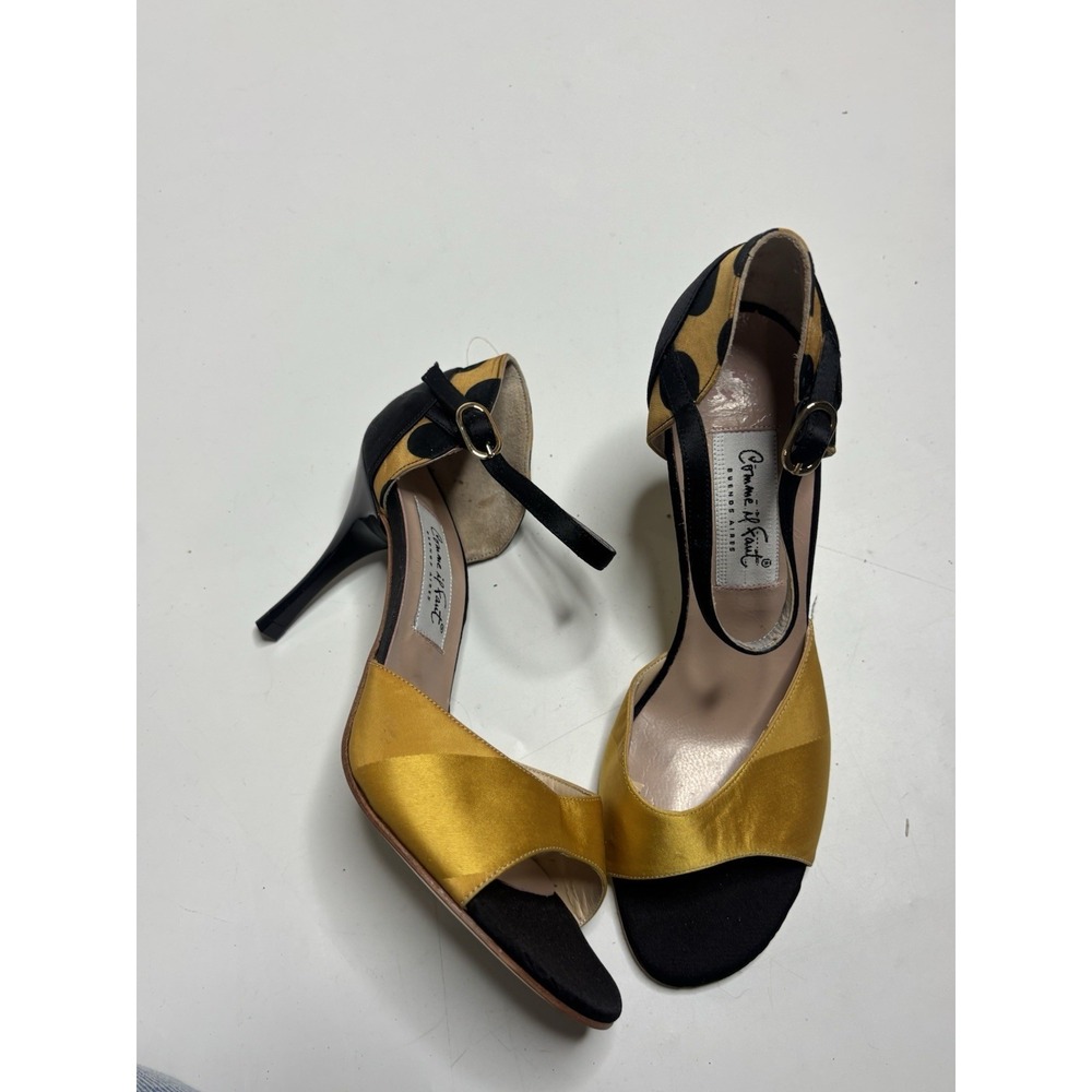 Comme il Faut Tango Heels Women 6.5 EU 37 Yellow Black Stiletto Sole 4" SEE